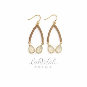 Lahvdah Gold and Brown Teardrop Earrings